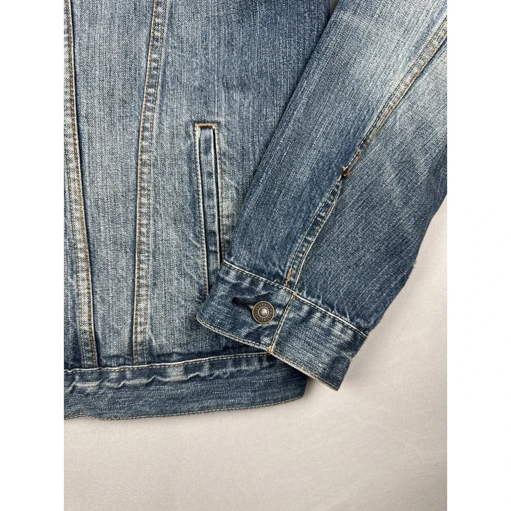 Levi's Denim Trucker Jacket 2XL Distressed Faded Blue Red Tab